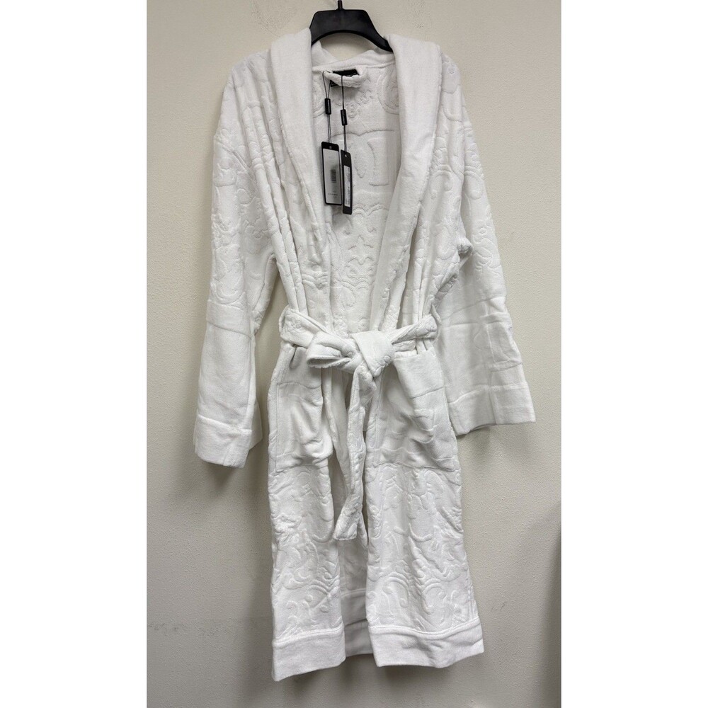 Dolce & Gabbana Casa Dg Logo Jacquard Bath Robe Large White $595 View 4